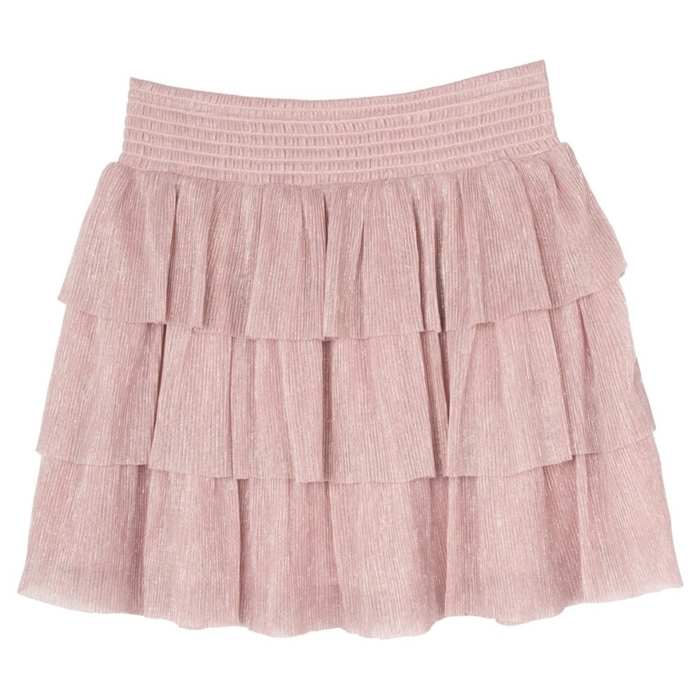 NWT M Stella 88 Big Girls Foil Pleated Tiered Skirt - Pink